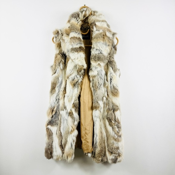 Arielle genuine rabbit fur high collar vest - Picture 2 of 14